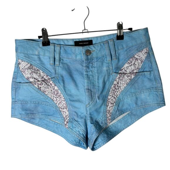 NWT Isabel Marant Short Neida Blue Embroidered Micro FR 42 US 10 Festival Summer - Picture 6 of 14